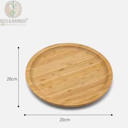 Plateau the bambou format rond 20 cm, plateau rond individuel en bambou, Bois et Bambou Eco