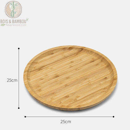 Plateau the bambou format rond 25 cm, plateau circulaire moyen en bambou, Bois et Bambou Eco