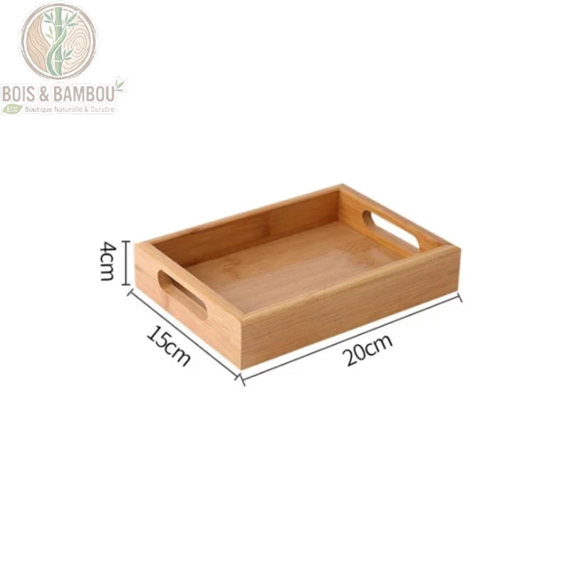 Plateau bambou poignees taille petite 15 x 20 x 4 cm, modele A, Bois et Bambou Eco