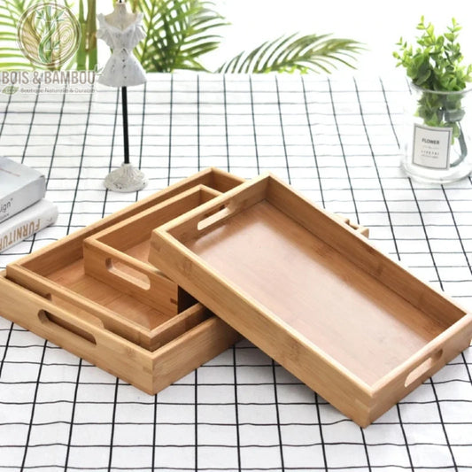 Plateau bambou poignees presentation mise en scene table, ambiance naturelle, Bois et Bambou Eco