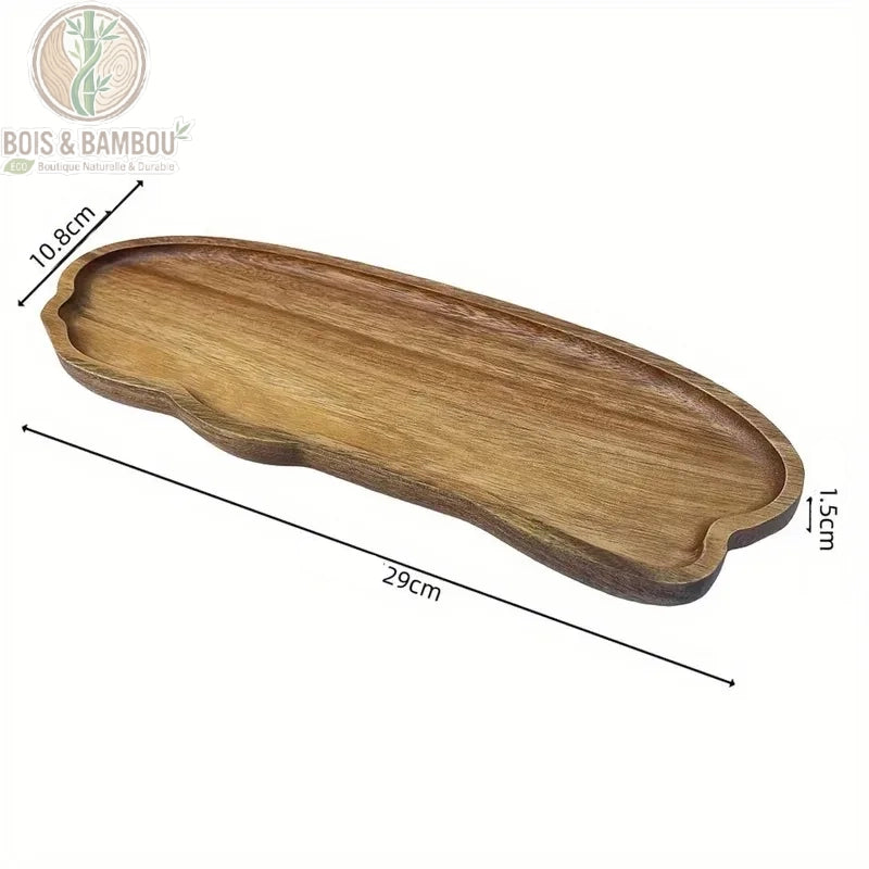 Plateau service bois japonais grand modele, packshot plateau forme libre fond blanc, Bois et Bambou Eco