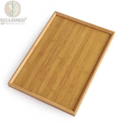 Plateau service rectangulaire bambou taille 41 x 29 cm, vue dessus, Bois et Bambou Eco