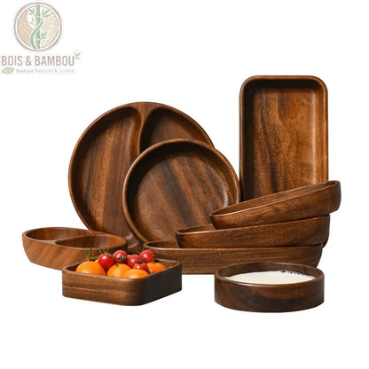 Bol à Salade en Bois Massif Style Japonais 7 Formes