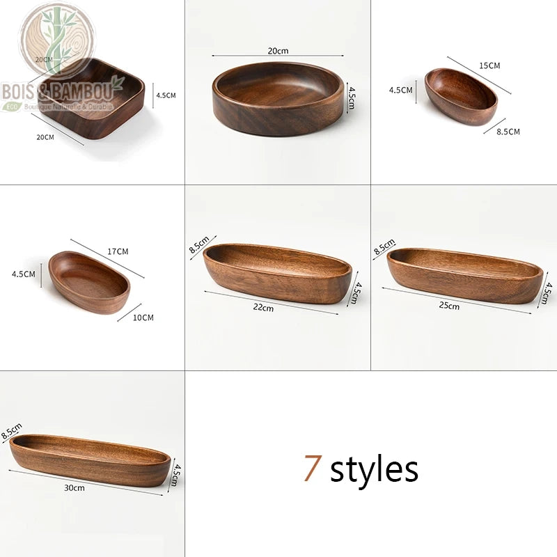 Bol à Salade en Bois Massif Style Japonais 7 Formes