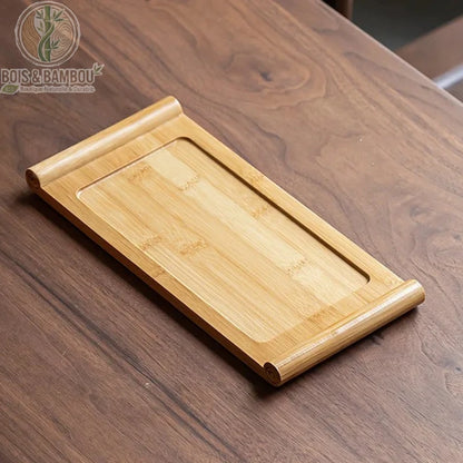 Plateau japonais bambou 27x13 cm petit format vue dessus bords roules naturel, Bois et Bambou Eco