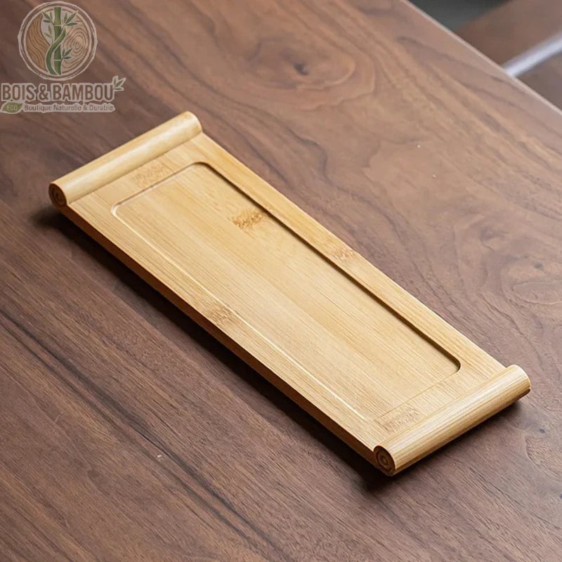 Plateau japonais bambou 30x10 cm format long service the bords roules naturel, Bois et Bambou Eco