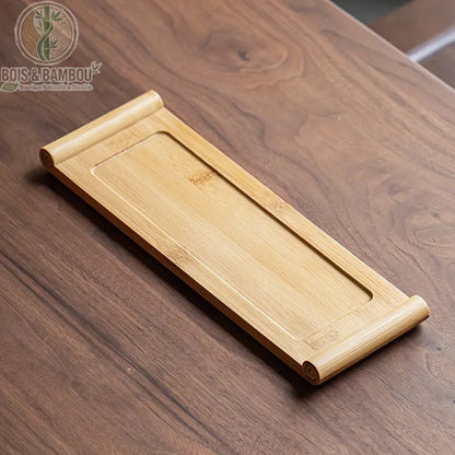 Plateau japonais bambou 30x10 cm format long service the bords roules naturel, Bois et Bambou Eco