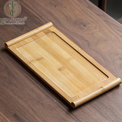 Plateau japonais bambou 33x16 cm vue dessus surface naturelle bords roules, Bois et Bambou Eco