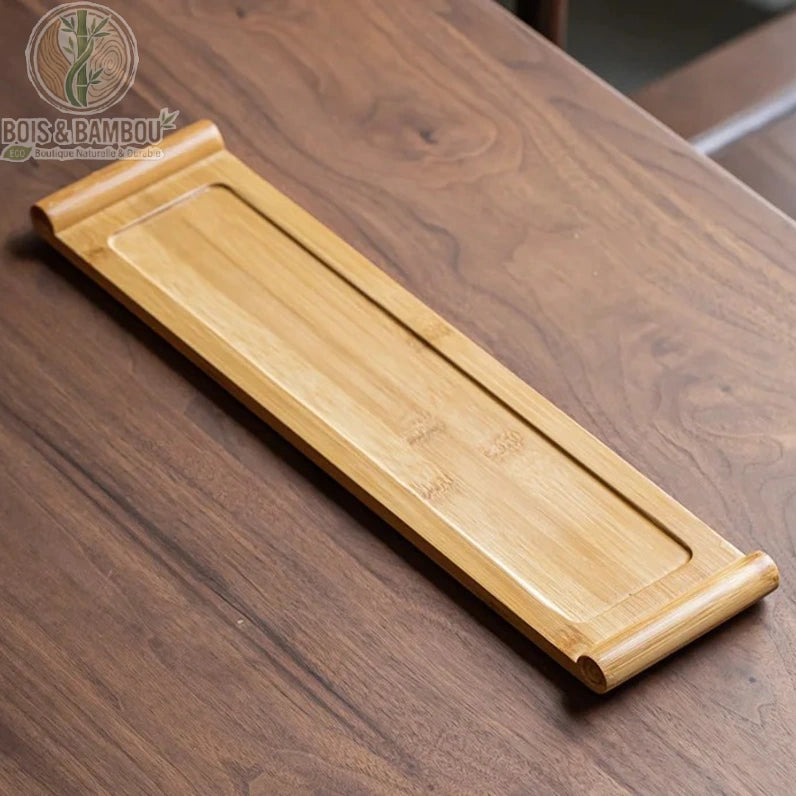 Plateau japonais bambou 40x10 cm grand format tres allonge bords roules naturel, Bois et Bambou Eco