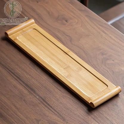 Plateau japonais bambou 40x10 cm grand format tres allonge bords roules naturel, Bois et Bambou Eco