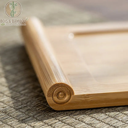 Plateau japonais bambou gros plan bord roule finition artisanale texture naturelle, Bois et Bambou Eco
