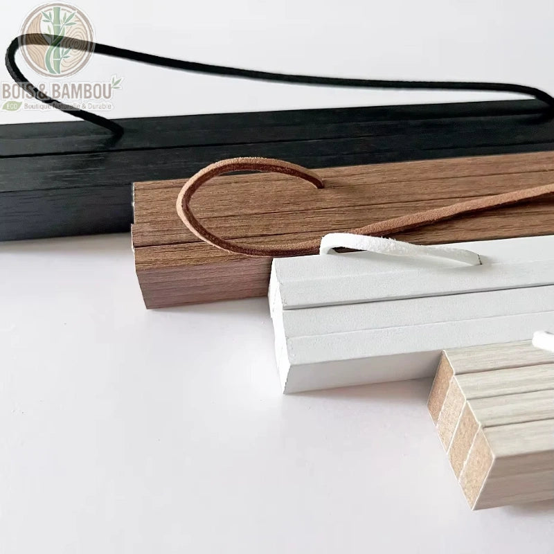 Baguettes porte-affiche magnétique bois noir noix pin blanc avec cordes suspension