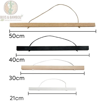 Dimensions porte-affiche magnétique bois 21 30 40 50 cm quatre coloris