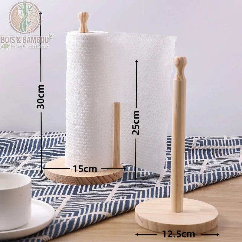 Porte essuie-tout bois vertical vue dimensions et proportions du support, Bois et Bambou Eco