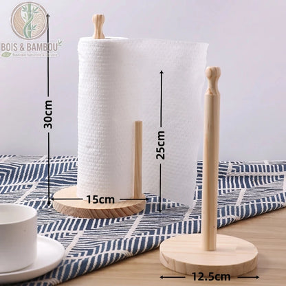 Porte essuie-tout bois vertical vue dimensions et proportions du support, Bois et Bambou Eco