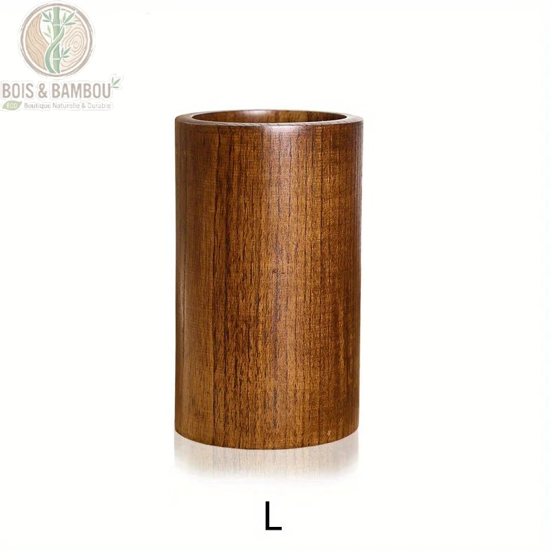 Porte-ustensiles bois cylindrique taille 9 x 15 cm pour longues baguettes japonaises, Bois et Bambou Eco