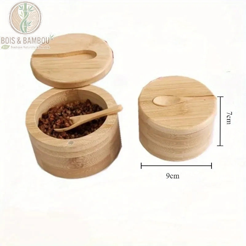 Pot condiments bambou aimante dimensions 9 x 9 x 7 cm Bois et Bambou Eco