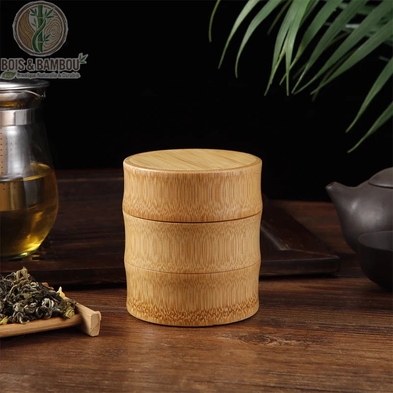 Pot de Conservation en Bambou Naturel style dense avec accessoires the ambiance japonaise naturelle BoisetBambouEco