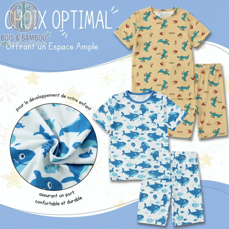 Pyjama enfant bambou 2 pièces détails composition fibre