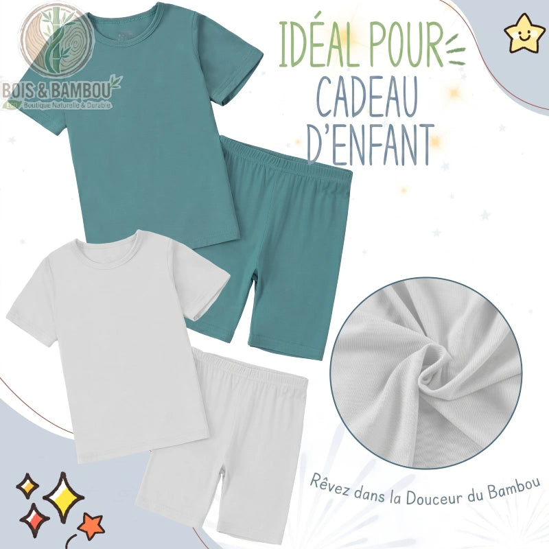 Pyjama enfant bambou 2 pièces idée cadeau garçon fille
