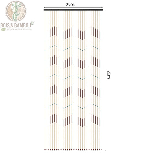 Rideau de porte perlé bambou dimensions 90 x 220 cm 31 brins
