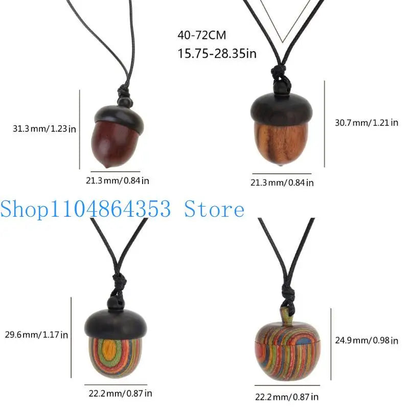 Collier pendentif gland en bois