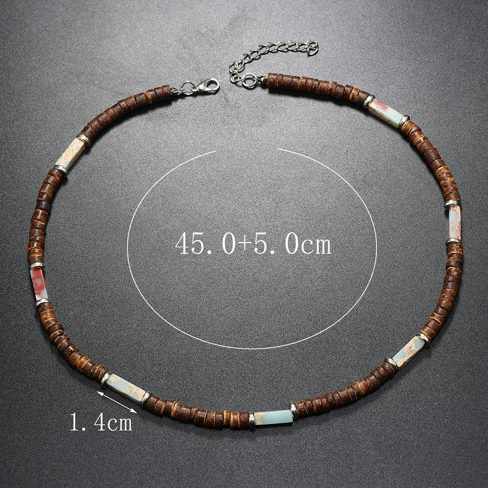 Collier en pierre naturelle et bois