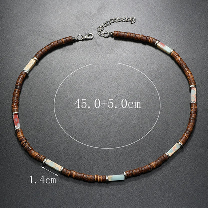 Collier en pierre naturelle et bois