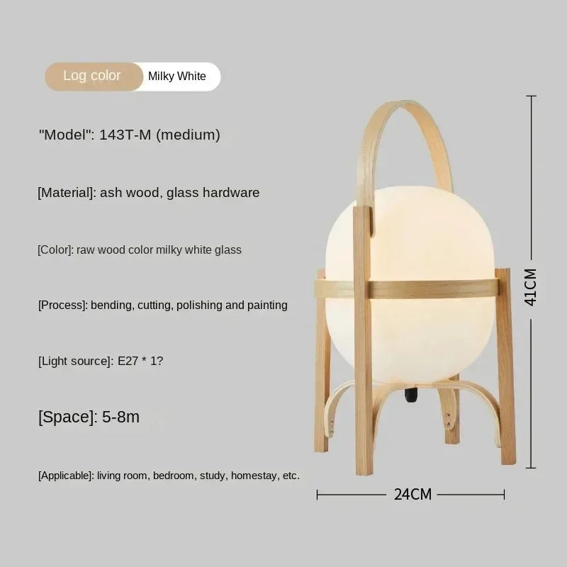 Lampadaire en bois et verre