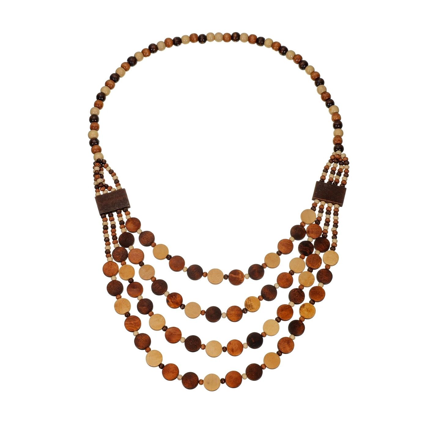 Collier ethnique bohème en perles de bois
