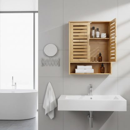 Armoire de salle de bain murale en bambou