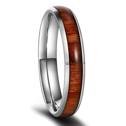 Bague en bois de Koa et acier inoxydable