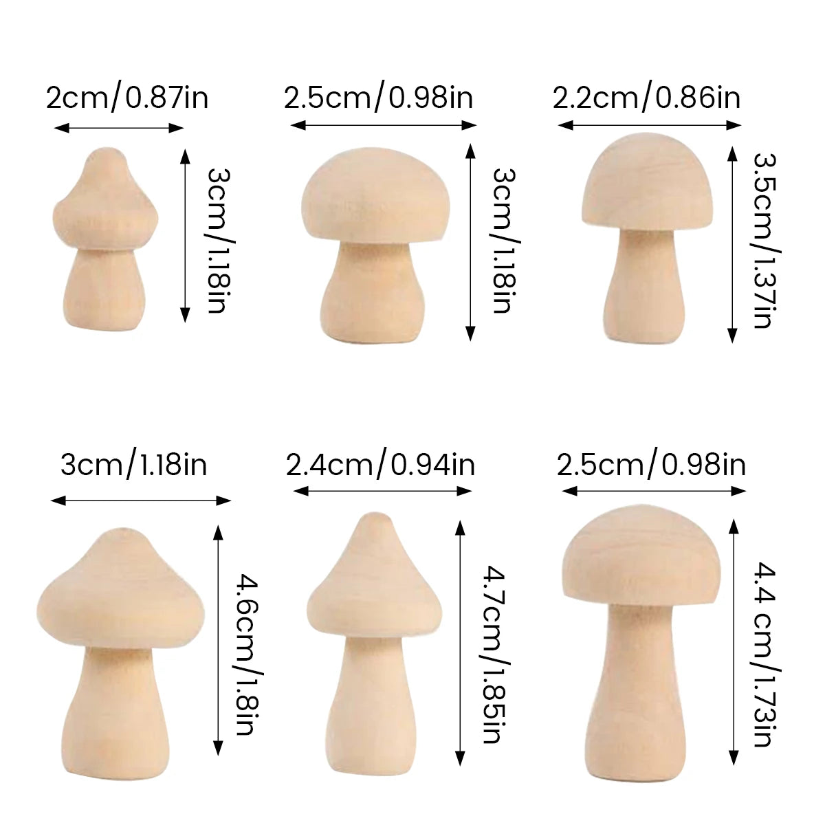 Champignons en bois inachevés à peindre