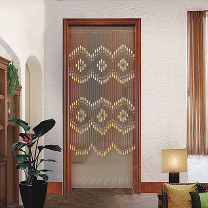 Rideau de porte en perles de bois et bambou