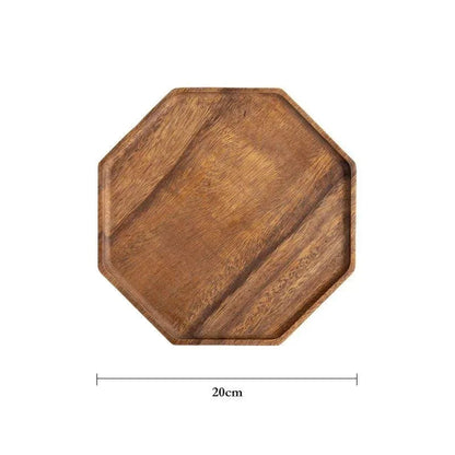 Assiette octogonale en bois d'acacia