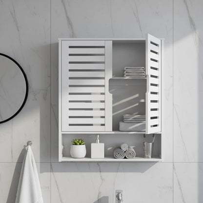 Armoire de salle de bain murale en bambou