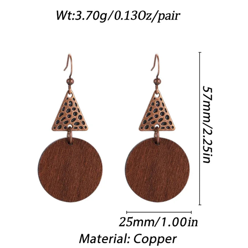 Boucles d'oreilles ethniques en bois naturel