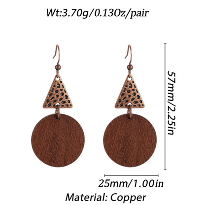Boucles d'oreilles ethniques en bois naturel