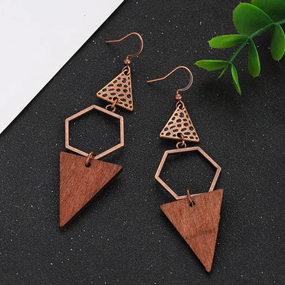 Boucles d'oreilles ethniques en bois naturel