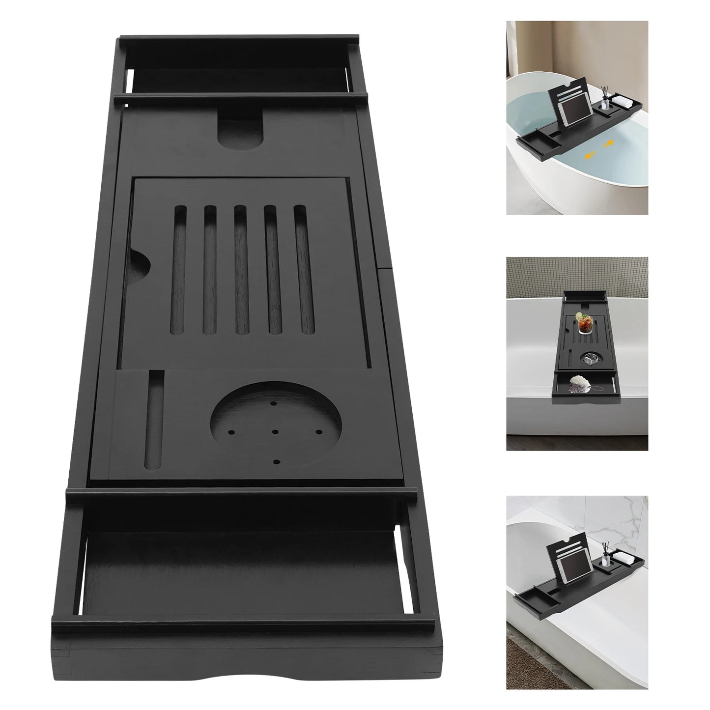 Plateau de baignoire en bambou noir