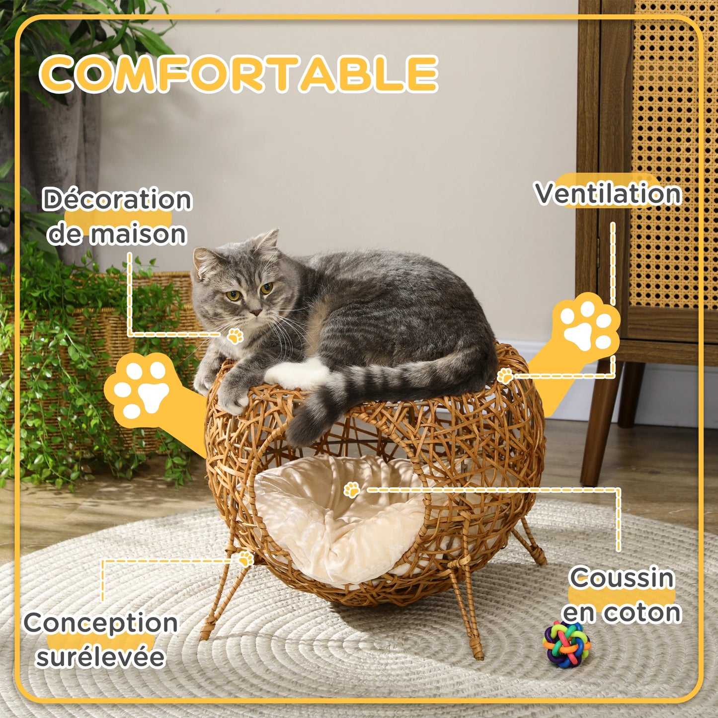 Niche pour Chat en Rotin