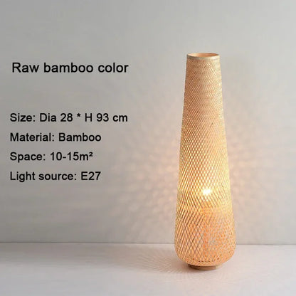 Lampadaire en bambou et osier