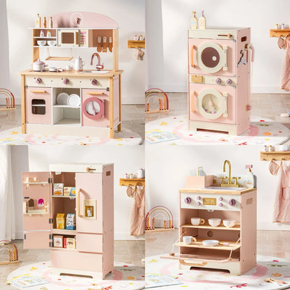 Cuisine d'angle intégrée en bois pour enfant