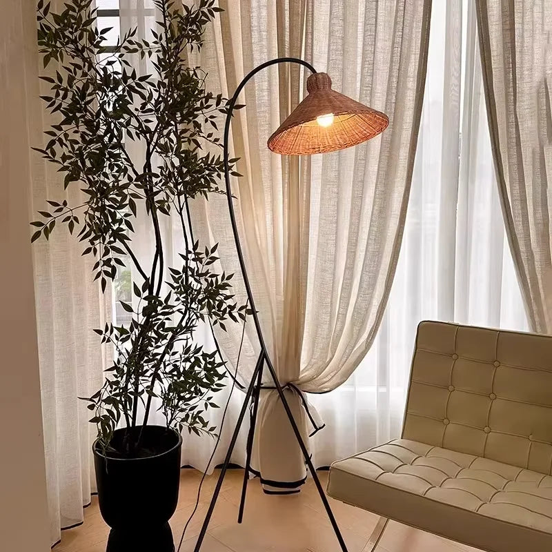 Lampadaire Arc en bois massif