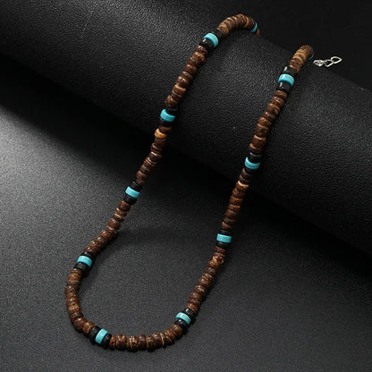 Collier en pierre naturelle et bois