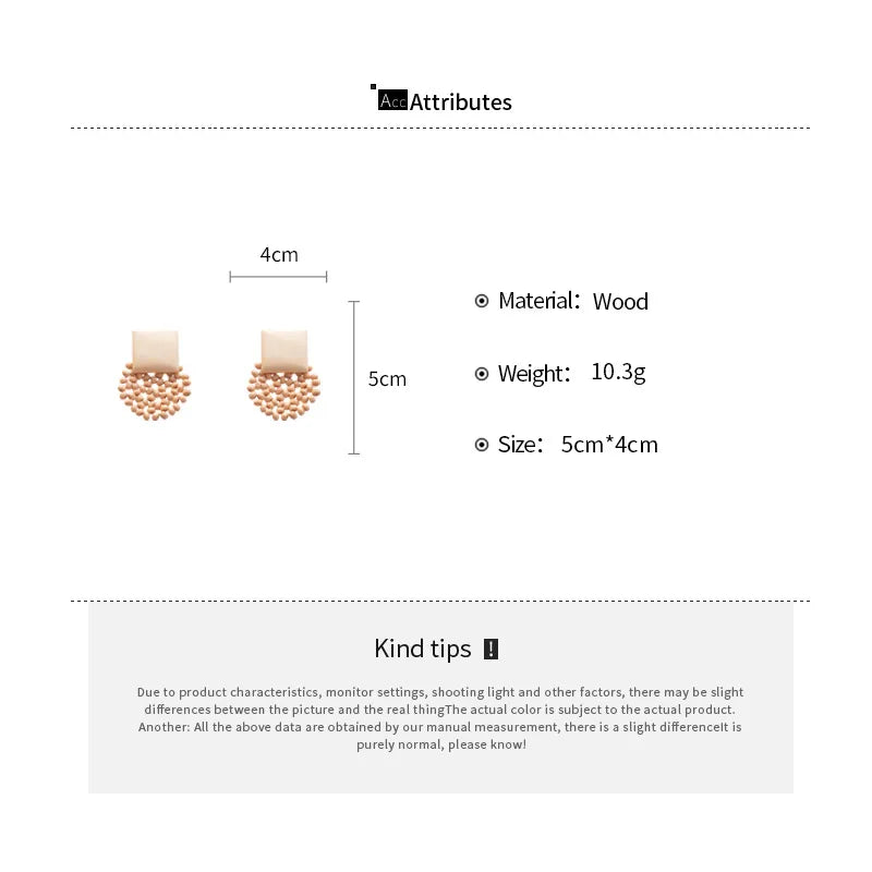 Boucles d'oreilles en perles de bois marron