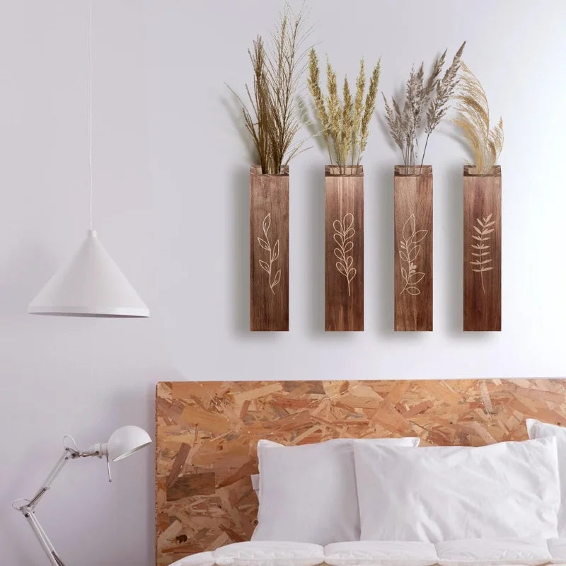 Vases Muraux en Bois