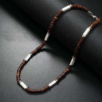 Collier en pierre naturelle et bois