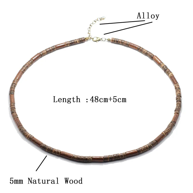 Collier en bois naturel pour homme