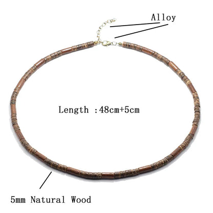 Collier en bois naturel pour homme